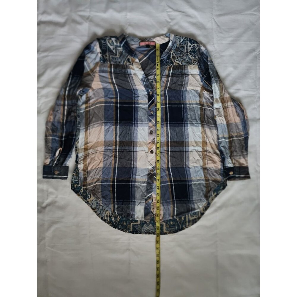 Olive Hill‎ Women's Multicolor Plaid Long Sleeve Button Front Shirt Size Medium - Picture 12 of 12